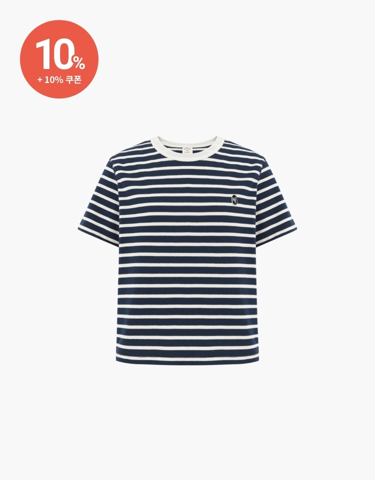 [10% 할인+10% 쿠폰]stripe wappen t-shirt - navy