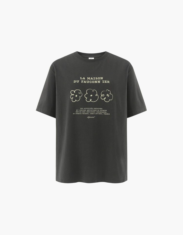 flower graphic t-shirt - charcoal