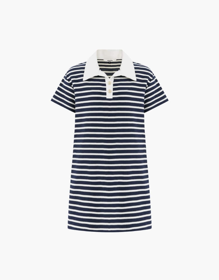 collar mini one piece (stripe) - navy